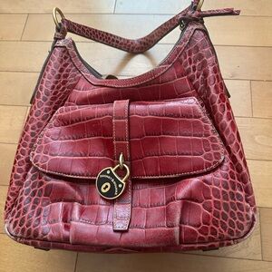 Dooney & Bourke Red Croc-Embossed Hobo Bag